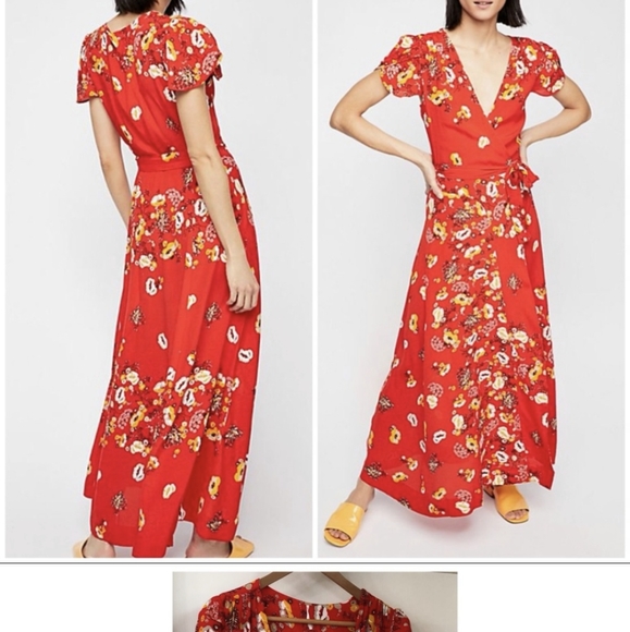 Free People Dresses & Skirts - Free People Jess Wrap Floral Maxi Dress